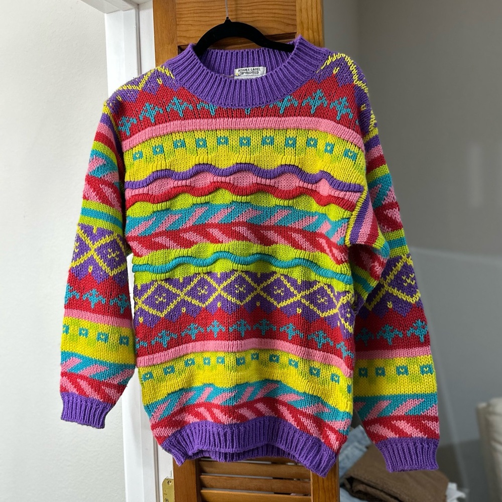 VINTAGE Cherry Stix LTD sweater coogi style size small oversized